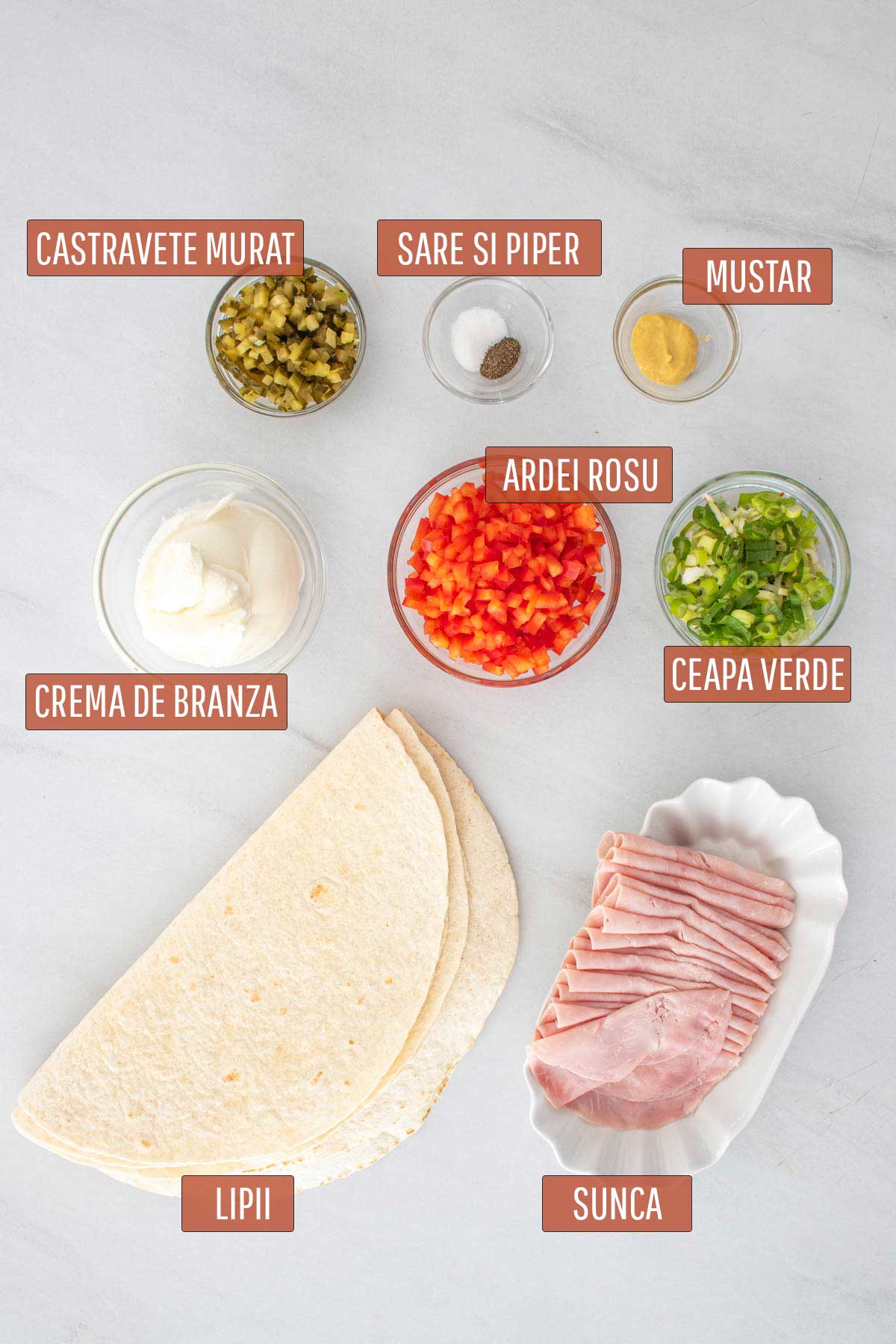 Ingrediente necesare preparare rulada de tortilla.