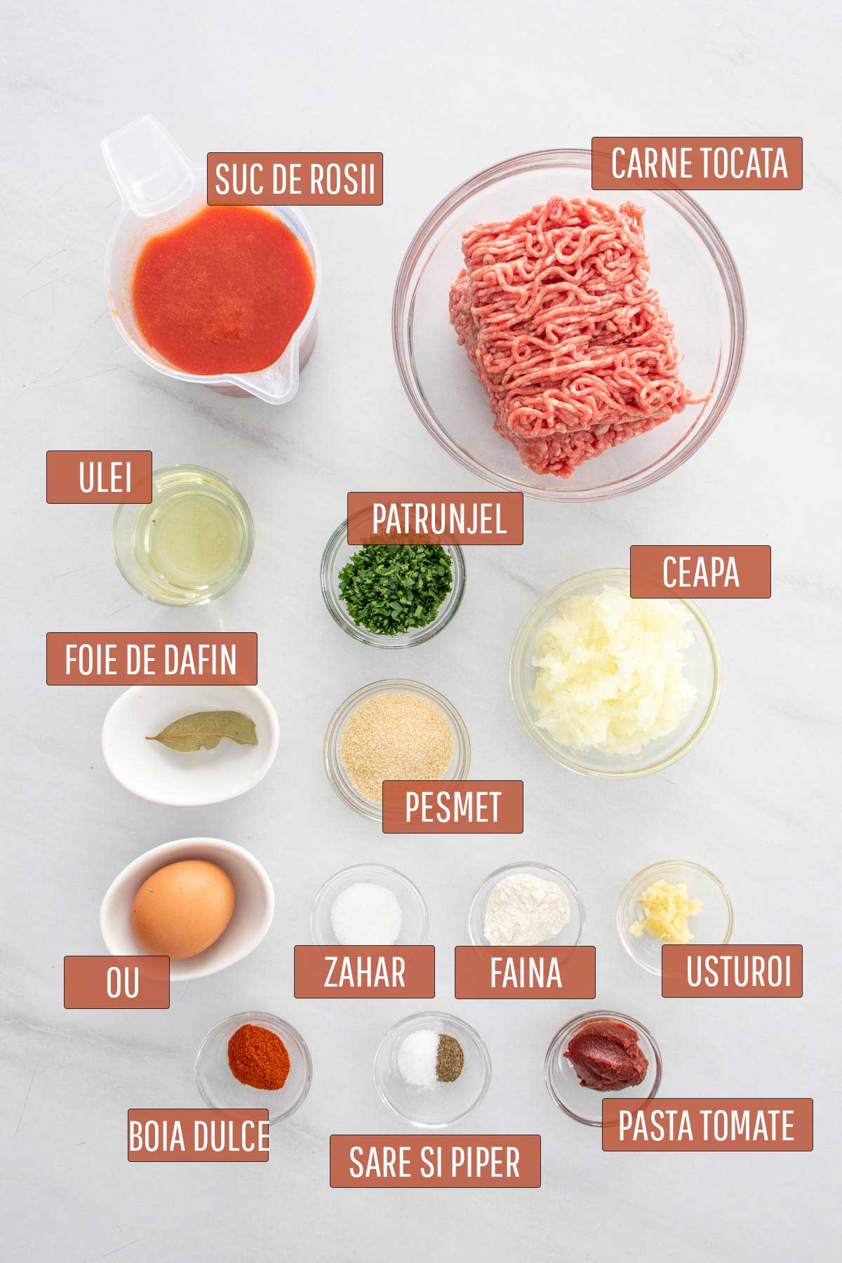 Ingrediente necesare preparare chiftelute marinate.