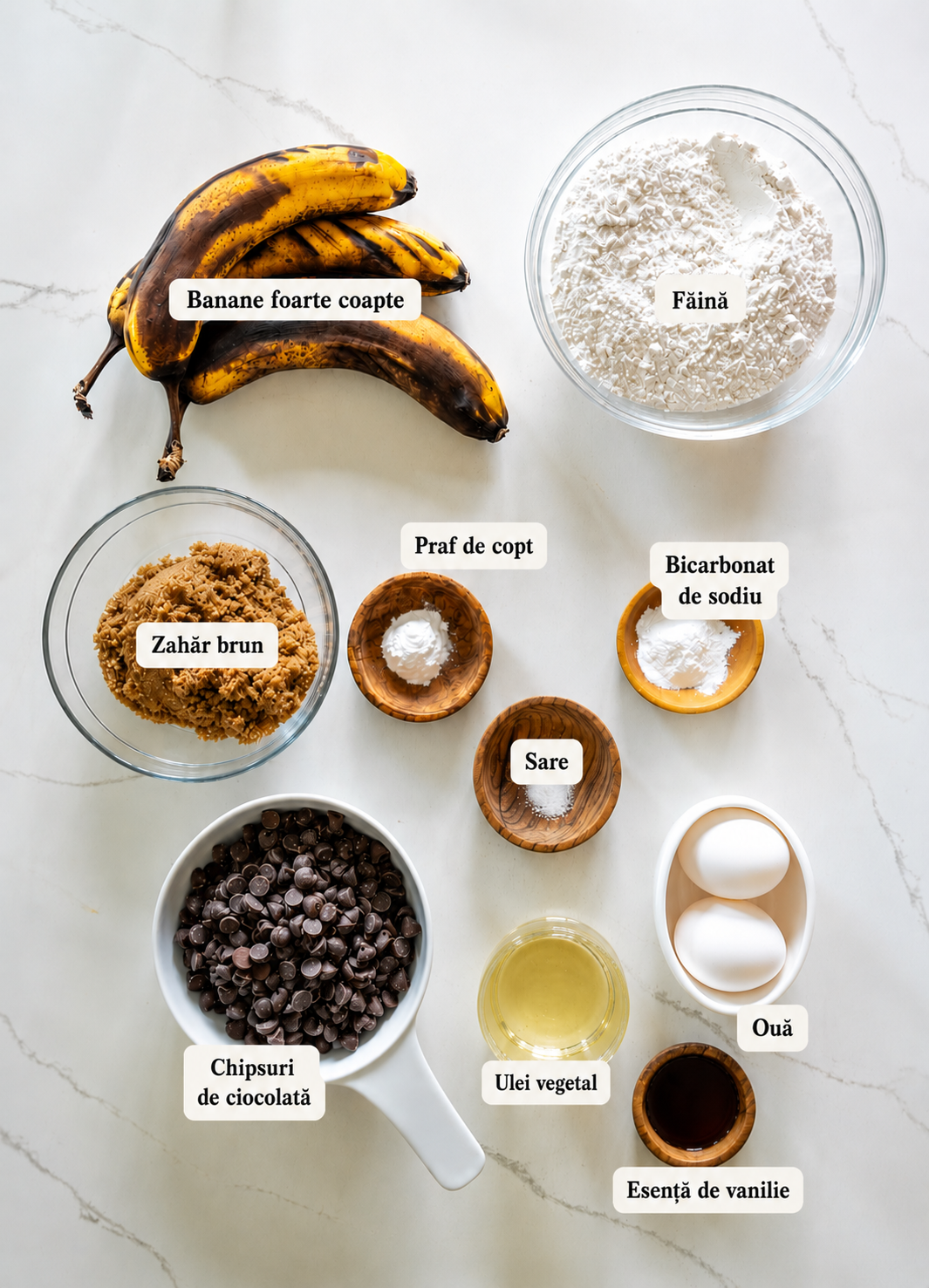 Ingrediente necesare pentru briose.