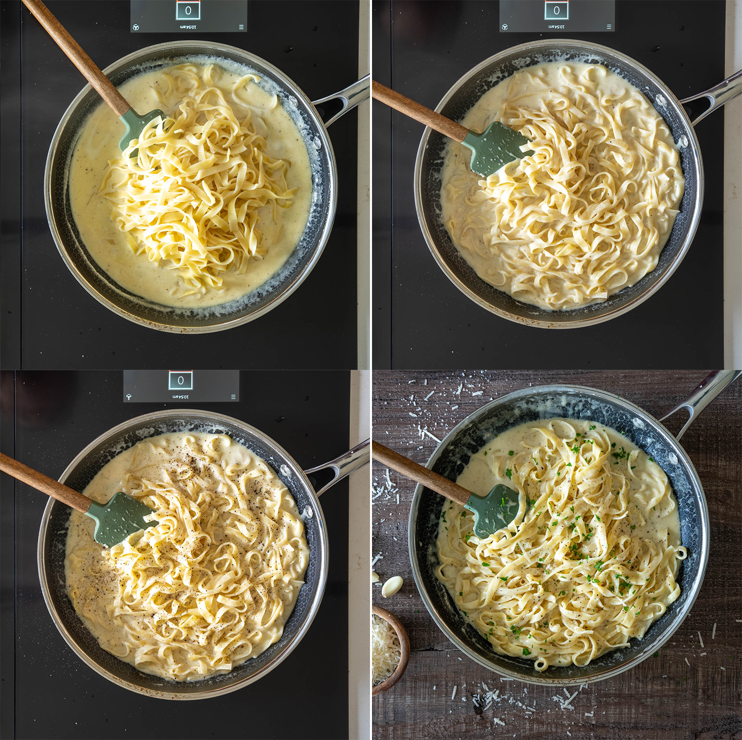 Pasul 3 de preparare a pastelor Alfredo