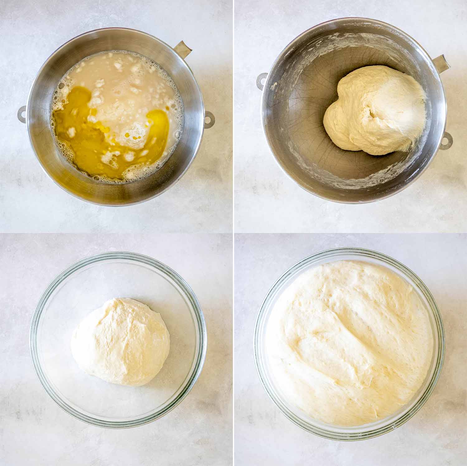 Aluat de focaccia amestecat înainte de dospire